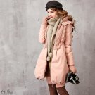 Winter Women\'s Down Jacket  Knitted Patchwork Down Coat Women\'s Long Parka Pink Duck Down Coat Hoo