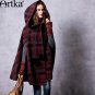 Autumn Women\'s Hooded Coat 2017 Winter Poncho Coat Long Red Coat Female Plaid Coat Cape Woolen Cloa