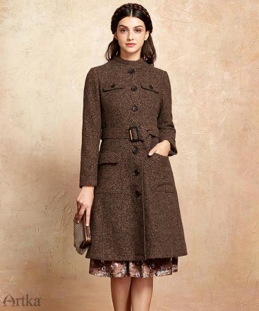 Autumn Women Jackets 2017 Winter Wool Coat With Belt Female Elegant Outerwear A-Line Ladies Overcoat