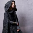 Women\'s Winter New Vintage Warm Woolen Hoodie Cloak Coat Embroidered Drop-Shoulder Sleeve Wool Cape