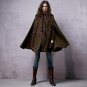 Women\'s Winter New Vintage Warm Woolen Hoodie Cloak Coat Embroidered Drop-Shoulder Sleeve Wool Cape