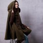 Women\'s Winter New Vintage Warm Woolen Hoodie Cloak Coat Embroidered Drop-Shoulder Sleeve Wool Cape