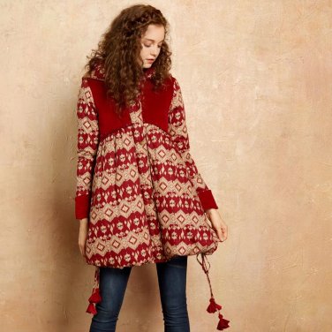 Winter Strap Embroidery Folk-Custom 100% Cotton Long Coat Jacket with Hat