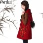 Women\'S Autumn Winter Vintage Hooded Collar Long Sleeve National Embroidery Pocket Pattern Coat Pre