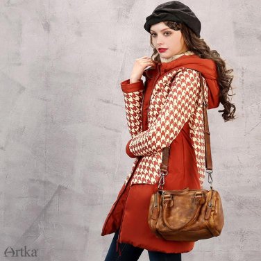 Winter Parka Female Thick Overcoat Plaid Jacket With Hood Women\'s Duck Down Coat 2017 New Houndstoo