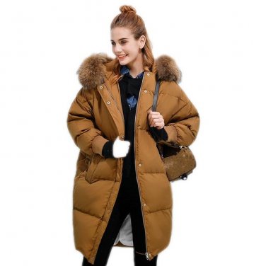 style Loose Down Coat Parkas Mujer Invierno  New Winter Women Jacket Raccoon Fur Hooded Down Coat Do