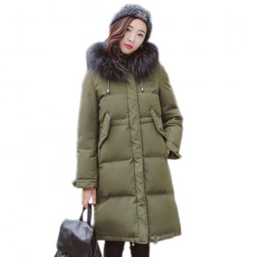 Big Fur Collar Hooded Down Coat 2017 New Winter Jacekt Women Mid-long Duck Down Jacket Female Feathe