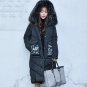 Women\'s Down Coat 2017 New Winter Big Raccoon Fur Hooded Back Printed Letters Long Duck Down Jacket