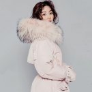 New Pink Down Duck Jacket Coat Women Winter Mid-long Big Real Fur Collar Hooded Thick Jackets Coat L