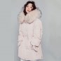 New Pink Down Duck Jacket Coat Women Winter Mid-long Big Real Fur Collar Hooded Thick Jackets Coat L