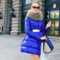 New Winter Down Jacket Coat Luxury Fur Collar tight Waist Long Coat Parka Two Colours Black Blue Siz