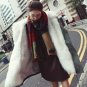 Big Imitation Fox Fur Collar Long Solid Color Coat Lamb Cashmere Padded Cotton Warm Jacket Mujer Win