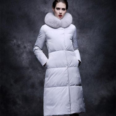 Winter Thermal Jacket Woman Elegant Slim Coat Parkas Female Calf Length Thicken Clothes Imitation Fo