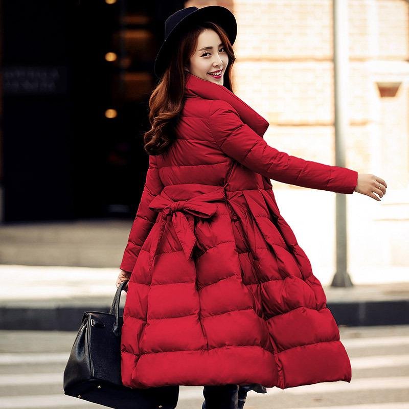 new Spring winter 90% white duck extra long down jacket women big size A-line mujer coat female oute