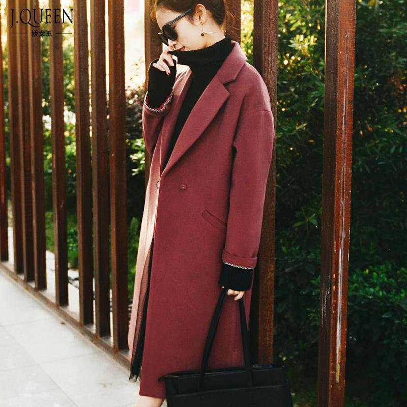 New Wool Coat Winter Warm Trench coats abrigos mujer Long Thick Women Wool Coats Black Red Overcoat