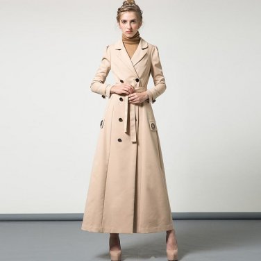 New  Fashion Winter Designer Coat Women\'s Long Sleeve Floral Print Extra Long Trench Overcoat Outer