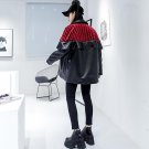 Ruffles Pu Leather Coats Women Patchwork Velvet Lapel Collar Single Breasted Pocket Jacket Winter Th