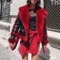 Thick Fleece Jackets For Women Winter Warm PU Plus Size Coat Female High Waist Open Stitch Top Lace