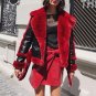 Thick Fleece Jackets For Women Winter Warm PU Plus Size Coat Female High Waist Open Stitch Top Lace