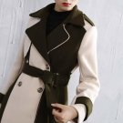 Belt Tunic Woolen Women\'s Windbreaker Winter High Waist Lace Up Trench Coat Female Split Hem Large 