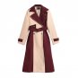 Belt Tunic Woolen Women\'s Windbreaker Winter High Waist Lace Up Trench Coat Female Split Hem Large