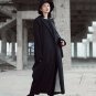 Back Draped Woolen Long Trench Coat Women Winter Black Loose Big Size Women\'s Windbreaker Casual Cl