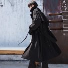 Sashes Tunic Long Trench Coat Women Autumn Winter Black Irregular Split Women\'s Windbreaker Loose O