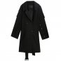 Sashes Tunic Long Trench Coat Women Autumn Winter Black Irregular Split Women\'s Windbreaker Loose O