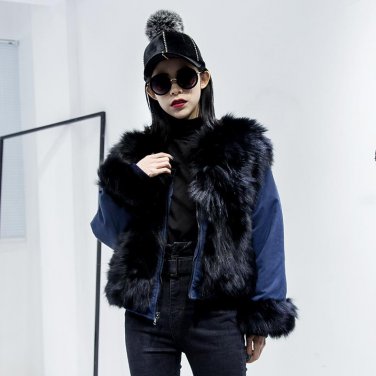 Winter New Pattern Fur Long Sleeve Short Type Loose Jacket Both Side Wear Coat Tide Woman YA882
