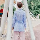 Autumn Winter Fashion New pink blue hit color long sleeve Fake Two Piece Loose Coat women YA545