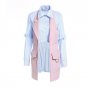 Autumn Winter Fashion New pink blue hit color long sleeve Fake Two Piece Loose Coat women YA545