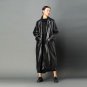 new autumn winter lapel solid color black loose big size cotton-padded PU leather coat women fashion