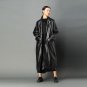 new autumn winter lapel solid color black loose big size cotton-padded PU leather coat women fashion