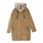 new autumn winter fur hooded long sleeve solid color black corduroy loose big size warm jacket women
