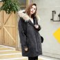 new autumn winter fur hooded long sleeve solid color black corduroy loose big size warm jacket women