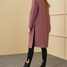 new autumn winter V-collar long sleeve solid color purple loose long warm wollen coat women jacket f