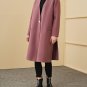 new autumn winter V-collar long sleeve solid color purple loose long warm wollen coat women jacket f