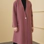 new autumn winter V-collar long sleeve solid color purple loose long warm wollen coat women jacket f