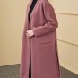 new autumn winter V-collar long sleeve solid color purple loose long warm wollen coat women jacket f