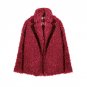 new autumn winter lapel long sleeve solid color wine red loose big size warm coat women jacket fash