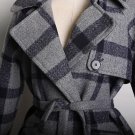 new autumn winter lapel long sleeve solid color gray plaid split joint thick wollen coat women jacke