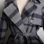 new autumn winter lapel long sleeve solid color gray plaid split joint thick wollen coat women jacke