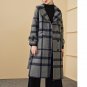 new autumn winter lapel long sleeve solid color gray plaid split joint thick wollen coat women jacke