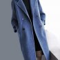 new autumn winter lapel long sleeve solid color blue loose logn jacket  women coat  fashion tide JD7