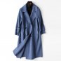new autumn winter lapel long sleeve solid color blue loose logn jacket  women coat  fashion tide JD7