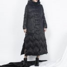 new autumn winter hooded long sleeve solid color black loose long warm coat women jacket fashion tid