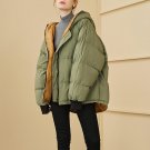 new autumn winter hooded long sleeve solid color green loose big size cotton-padded coat women fashi