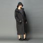 [EAM] 2017 new autumn winter lapel long sleeve solid color green loose big size cotton-padded warm c