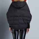 new autumn winter big fur collar long sleeve solid color black warm big size coat  women jacket fash