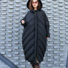 new autumn winter hooded long sleeve solid color army green loose big size warm coat women jacket fa